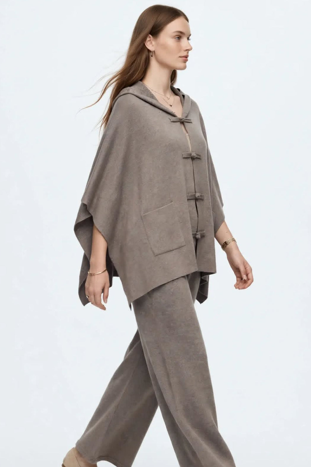 Ensemble Cape et Pantalon Large en Maille