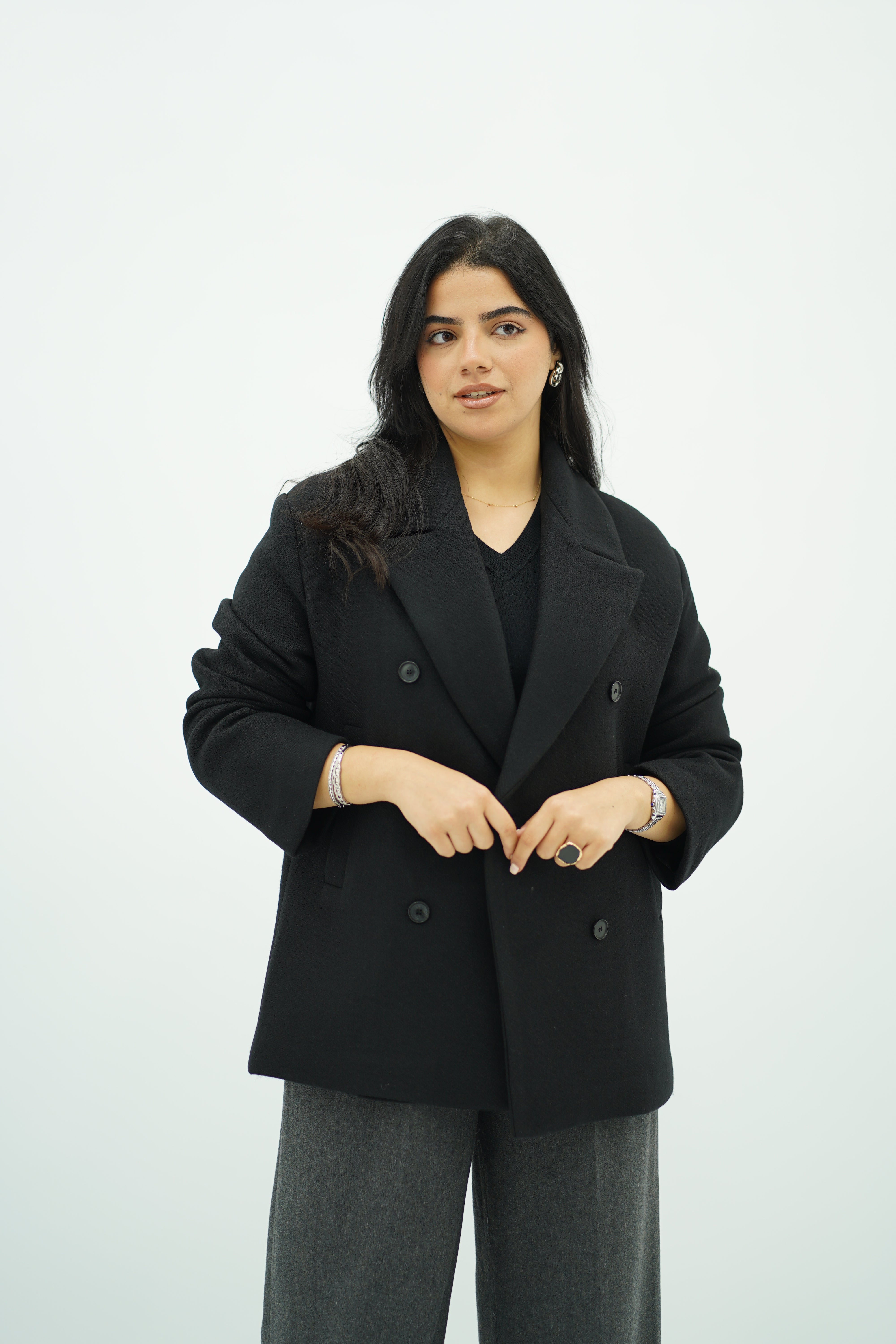 Manteau court à double boutonnage 🖤