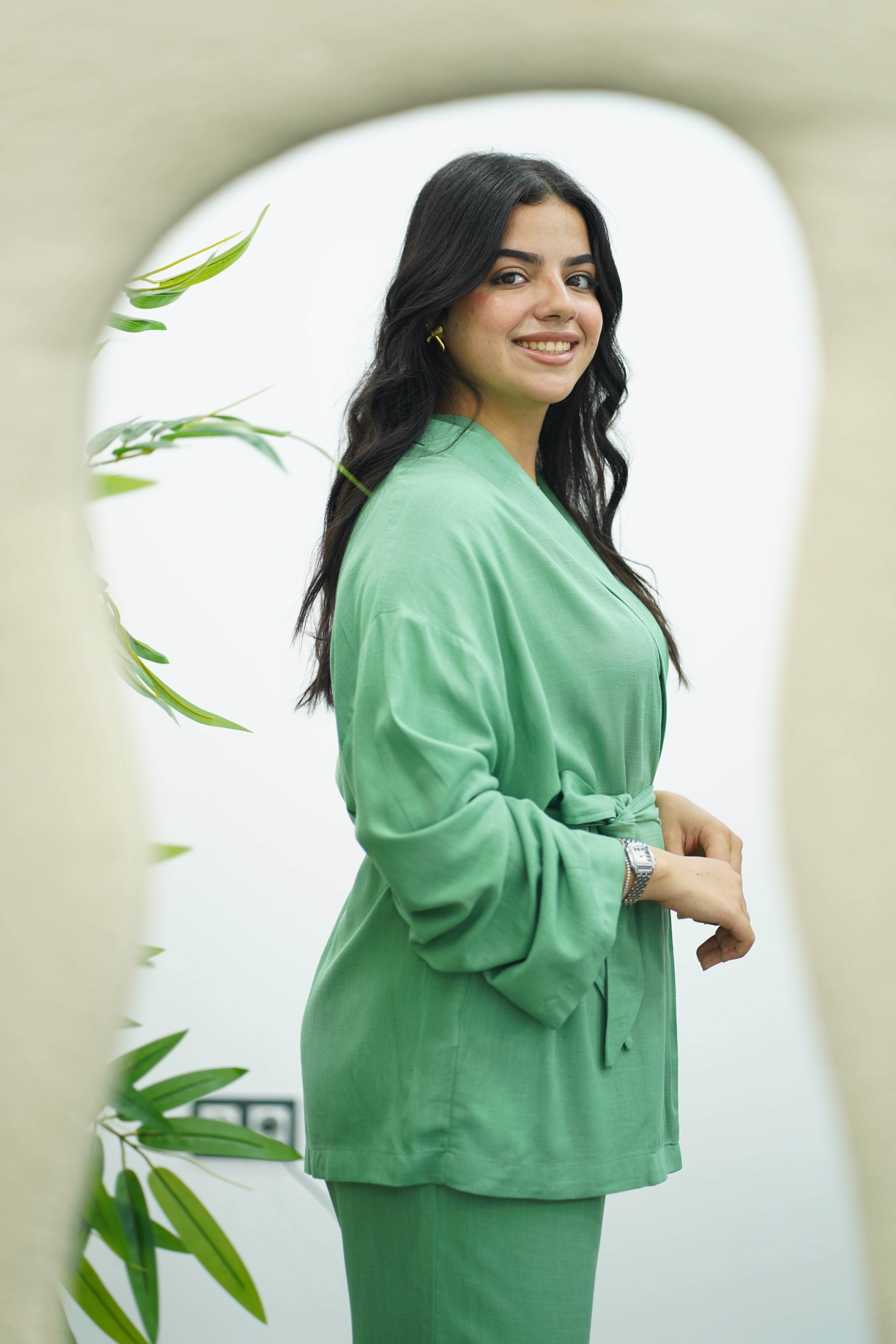 Ensemble fluide en lin style kimono