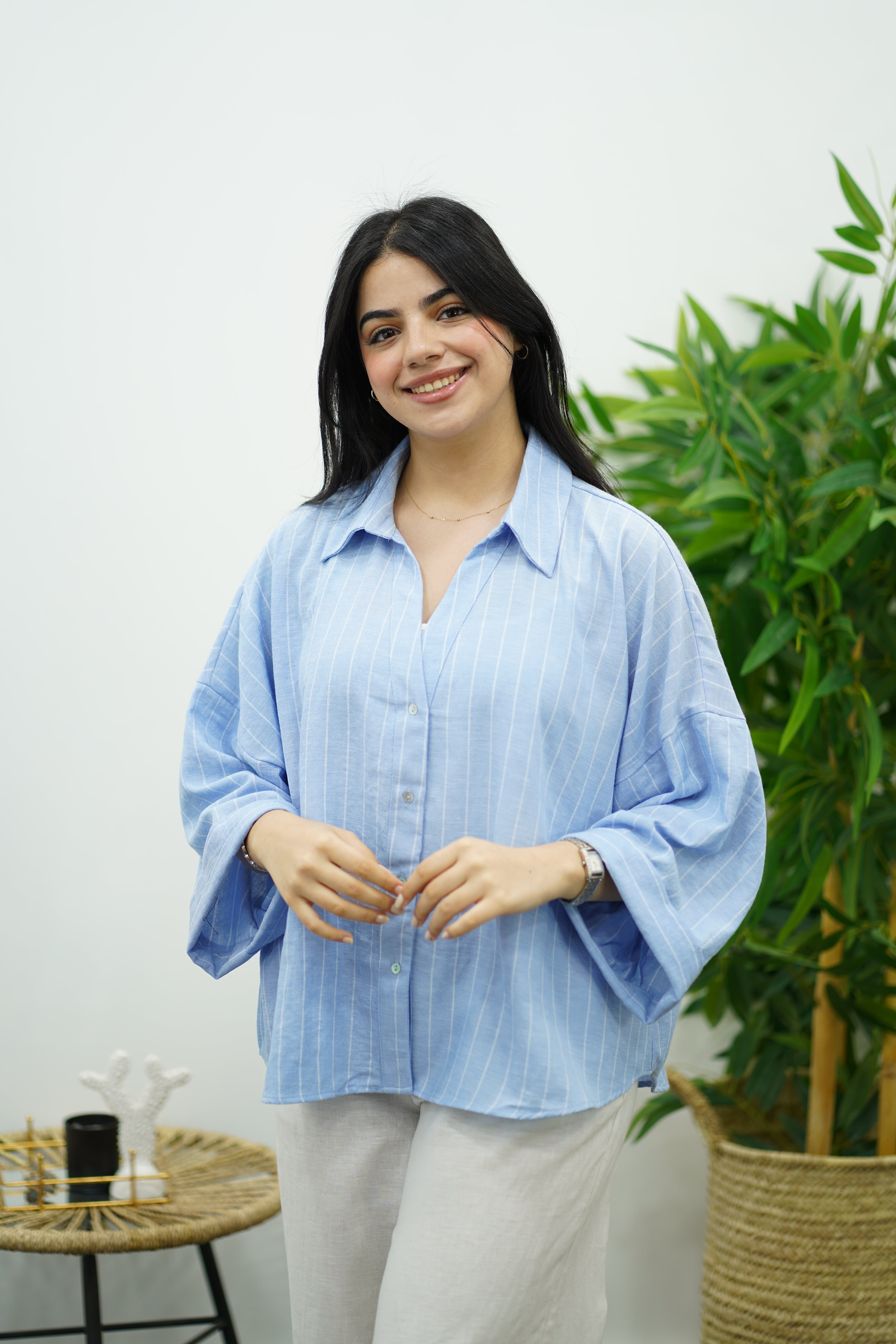 Chemise Oversize en Lin Rayé