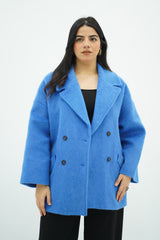Manteau Oversize en Laine Bleu Électrique