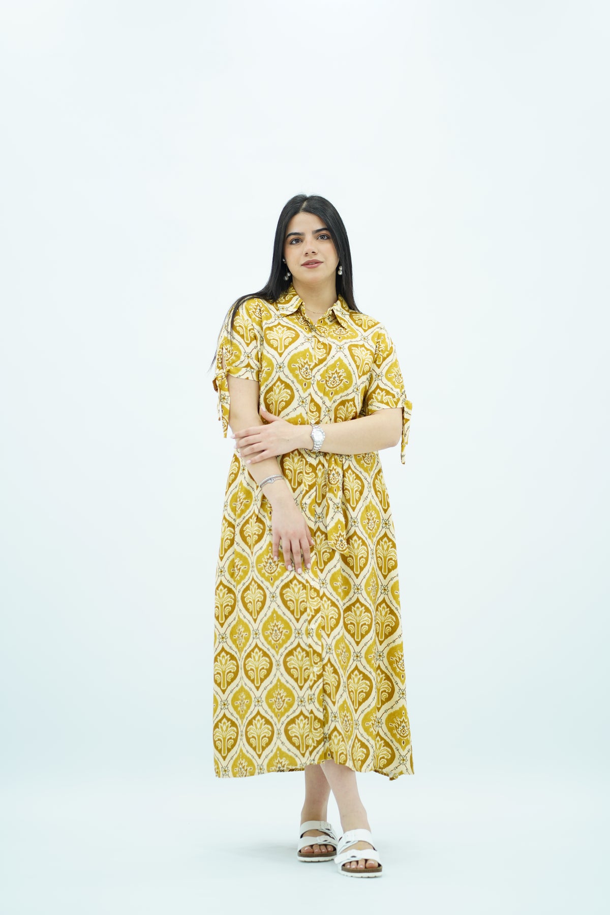 Robe jaune imprimée