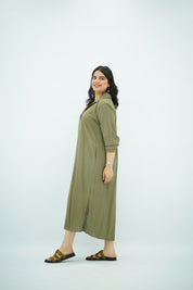 Robe chemise fluide Vert kaki