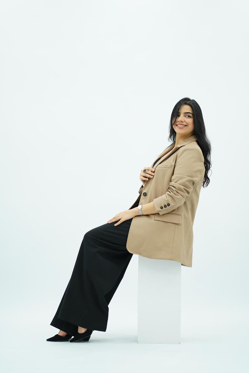 Veste en similicuir beige