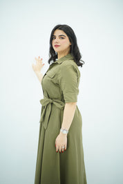 Robe en popeline Vert Kaki