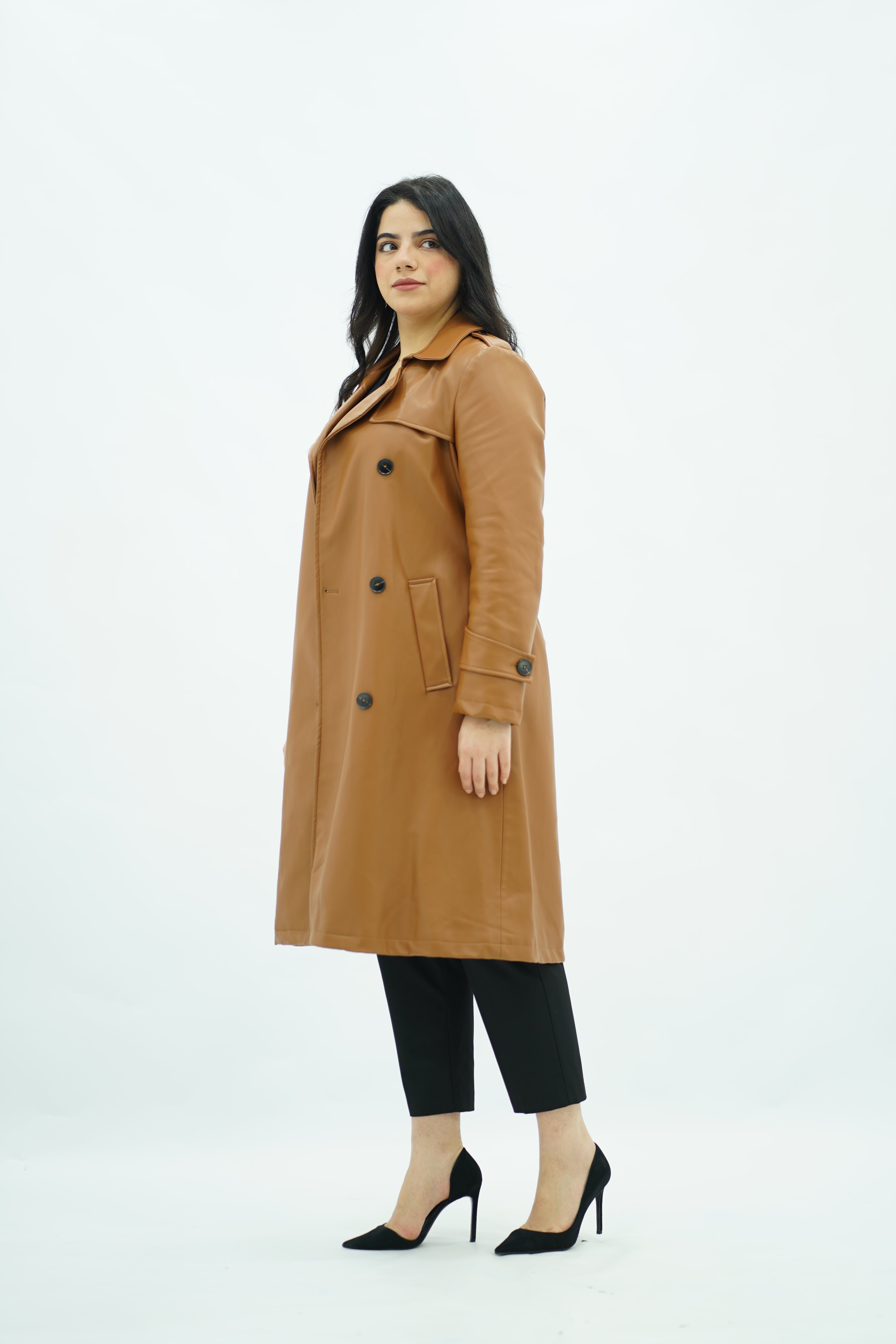 Trench long en similicuir