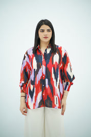 Chemise imprimée rouge en mousseline