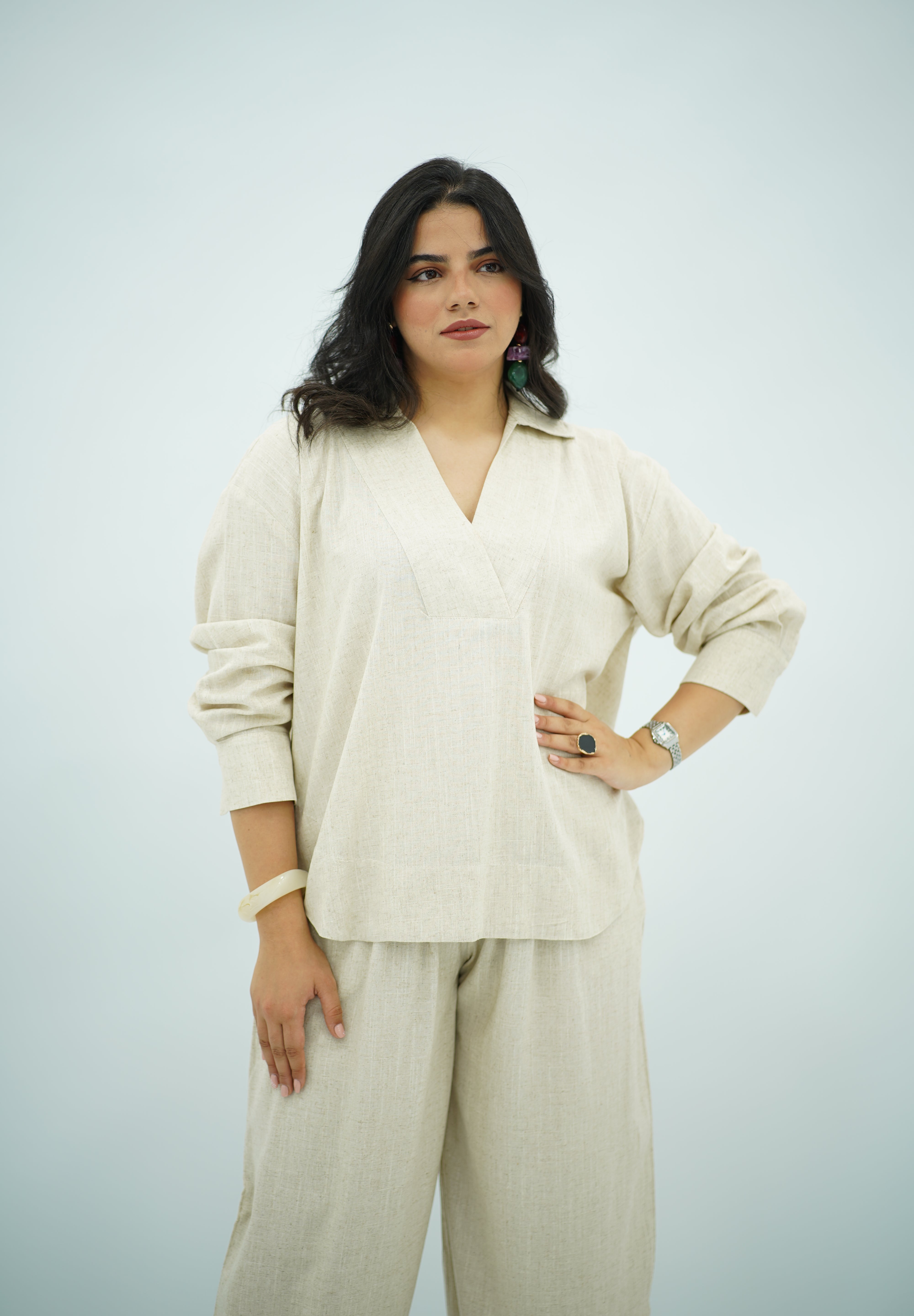 Ensemble en Lin beige naturel