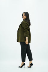 Manteau court à double boutonnage Kaki