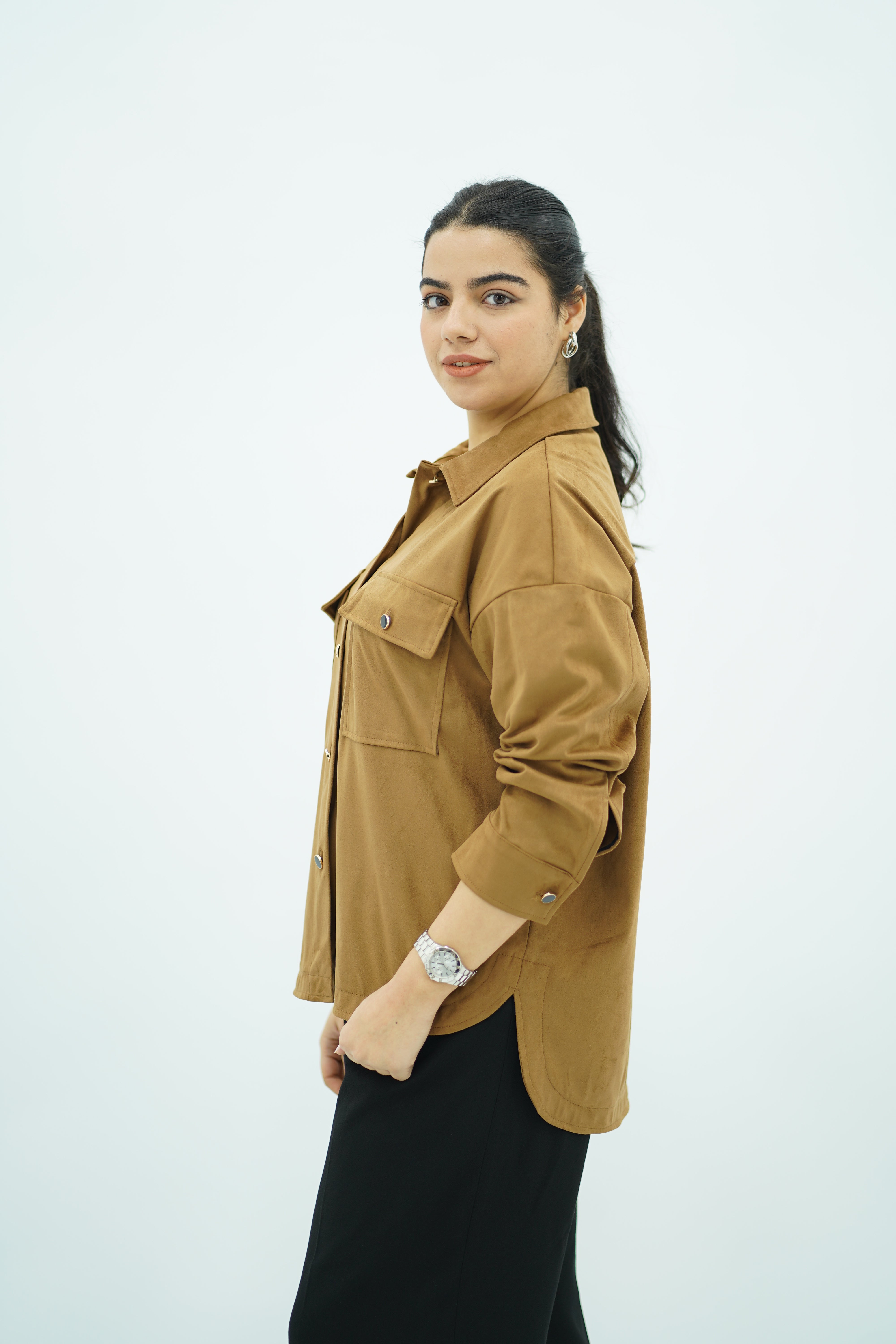 Surchemise Camel en Faux daim