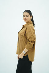 Surchemise Camel en Faux daim