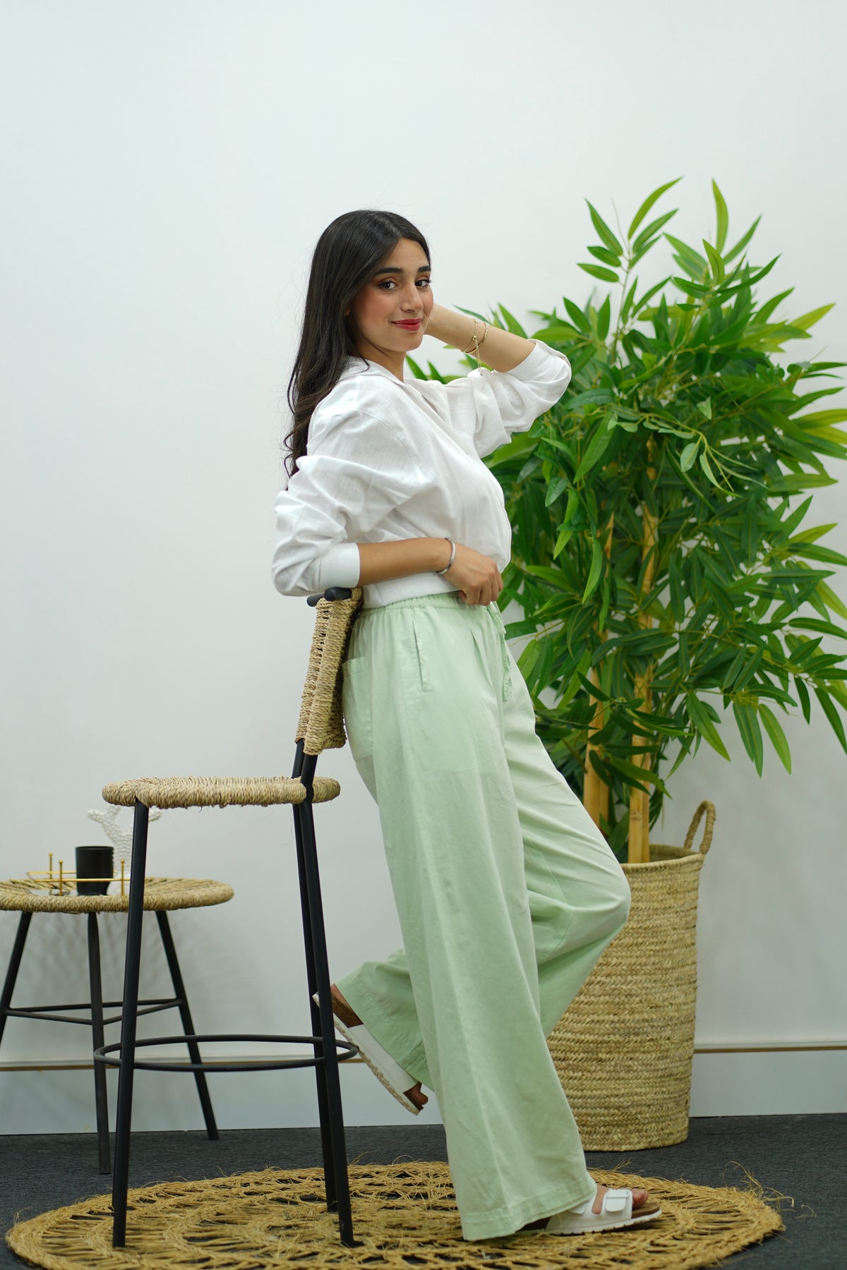 Pantalon large en lin