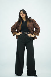 Jacket Double Face Marron & Motifs Carreaux