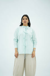 Chemise vert menthe clair à nœud