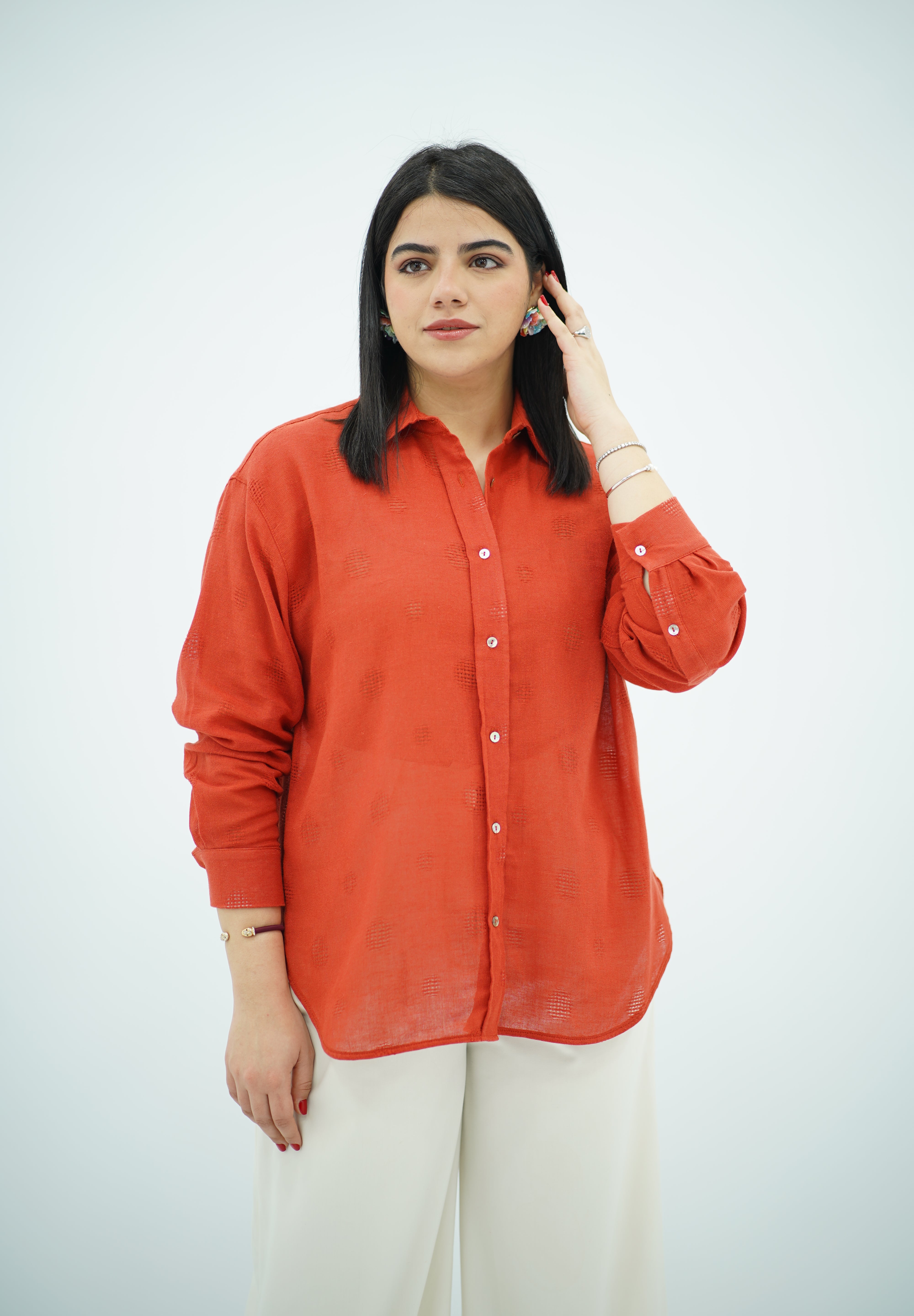 Chemise en lin - Rouge brique