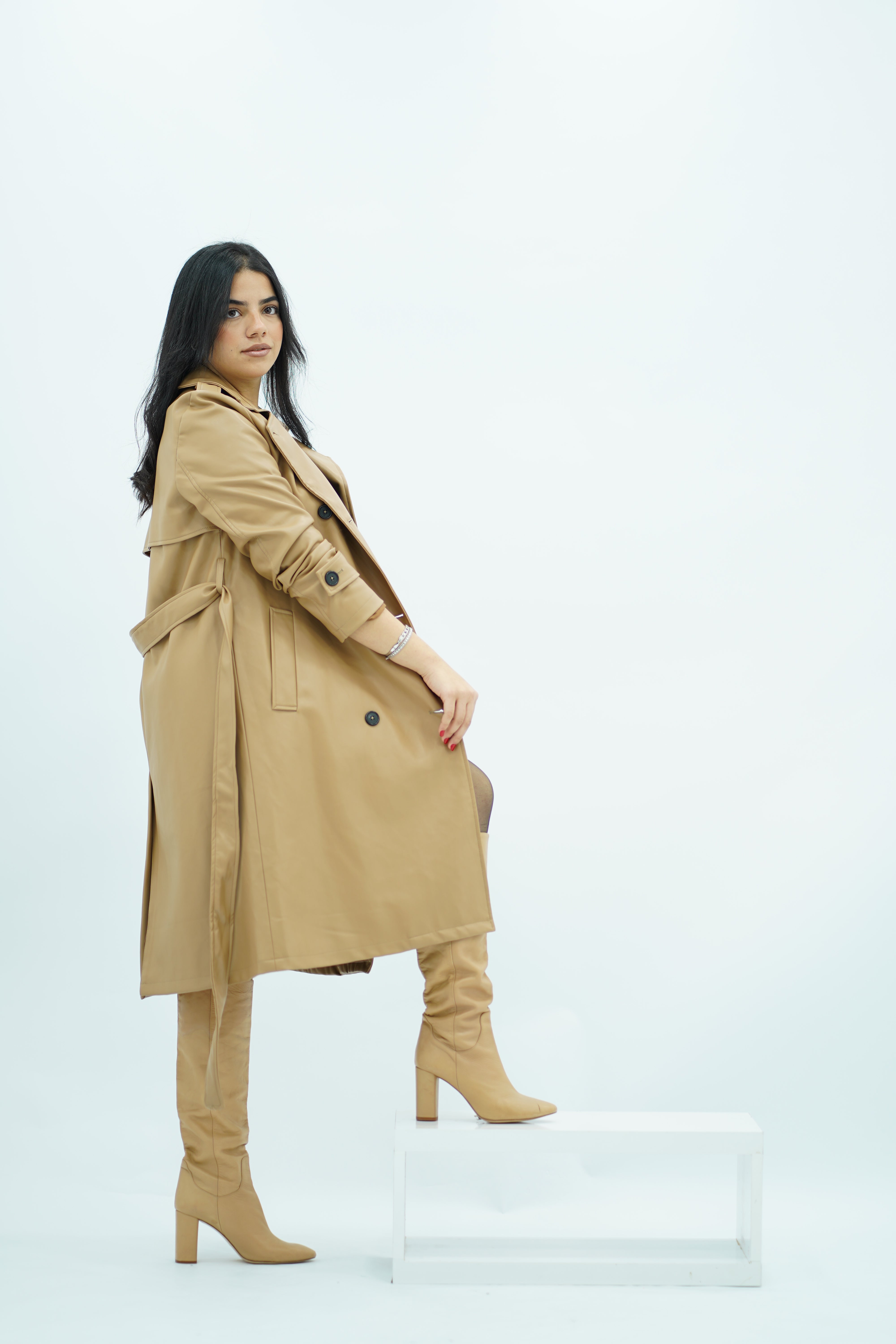 Trench coat en similicuir