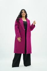 Manteau en Laine Bouclée Fushia Vif