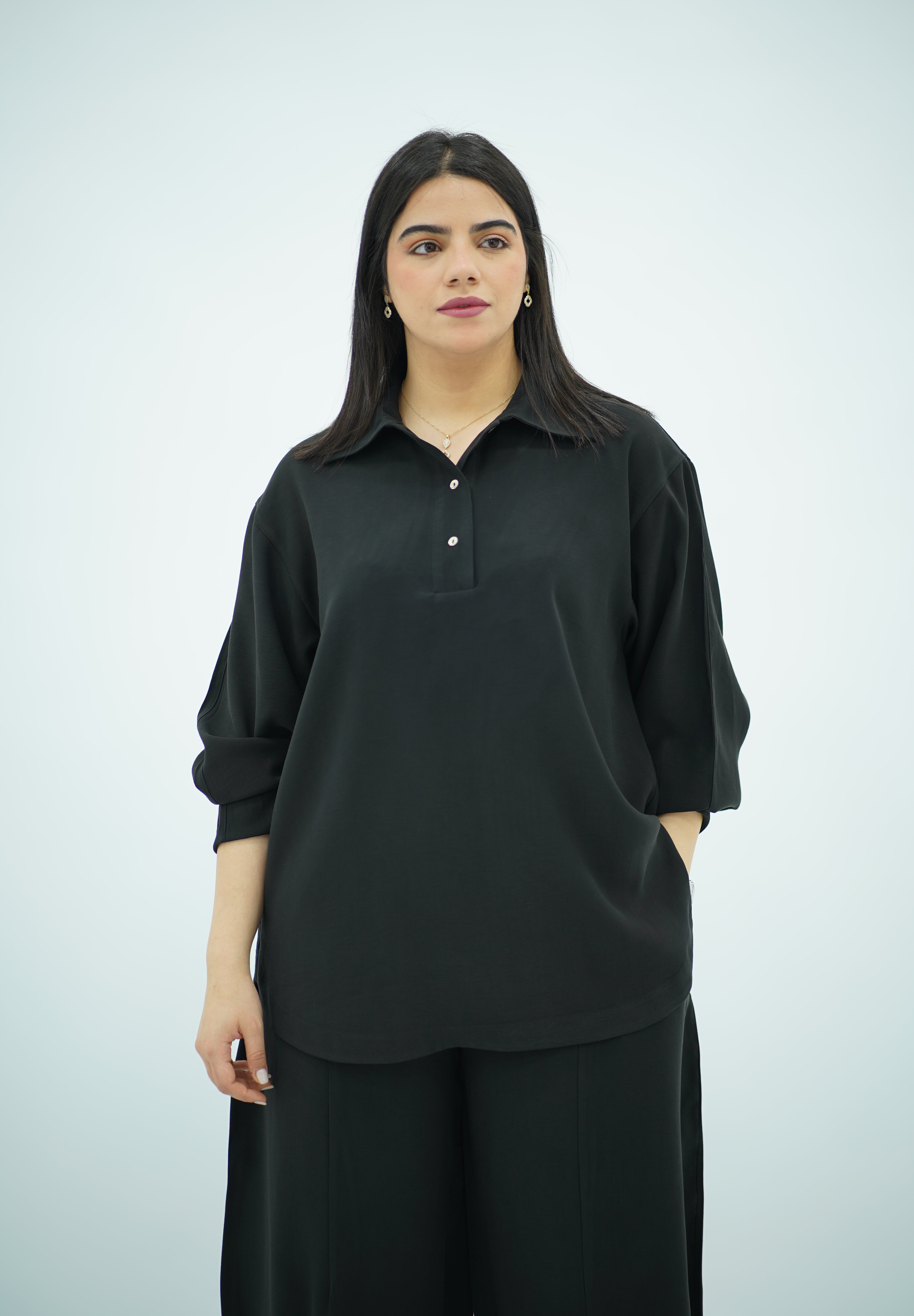 Ensemble En Tencel Ballonné Noir