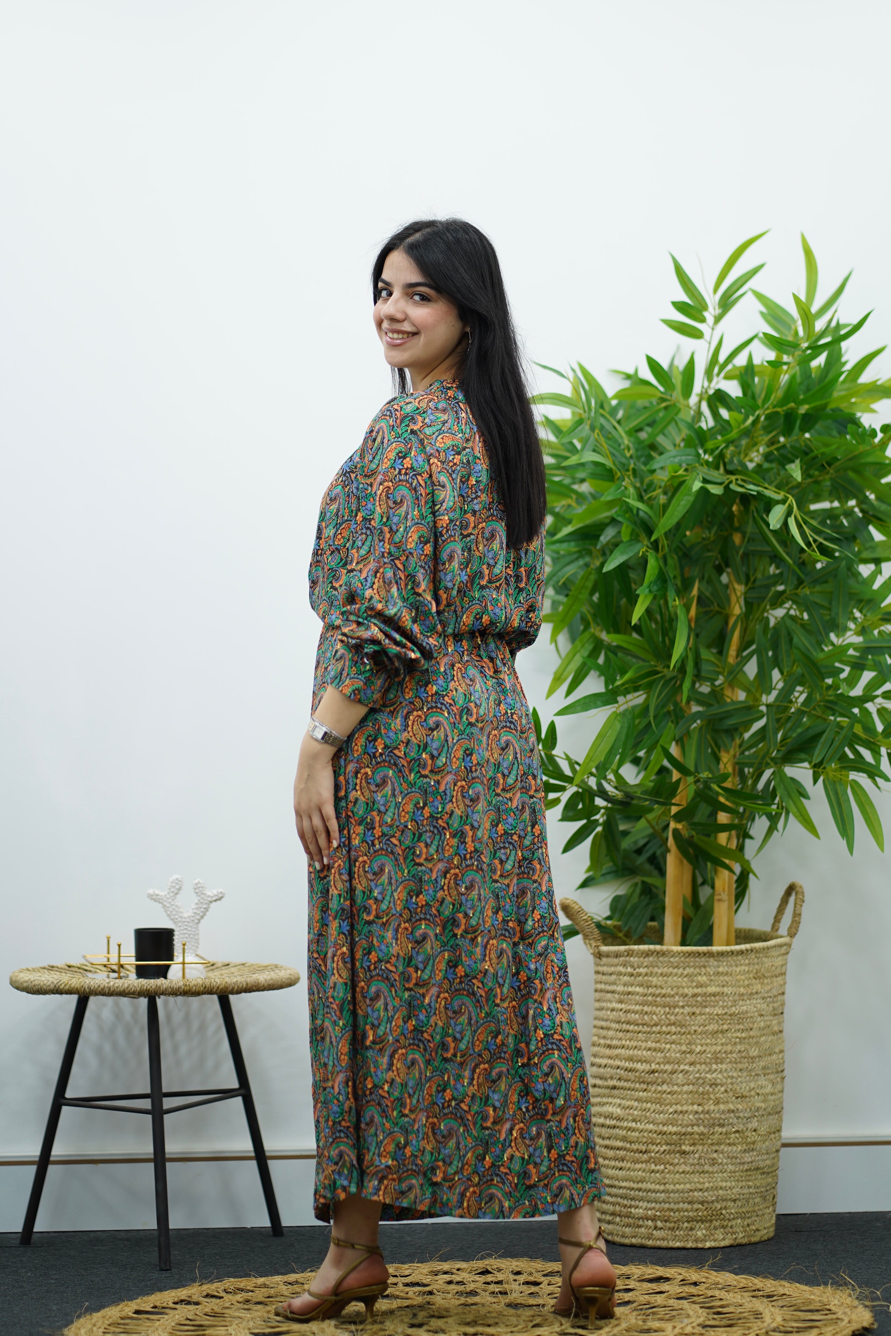 Robe longue avec ceinture
