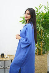 Robe Gandoura en lin - Bleu