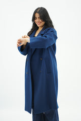 Manteau Oversize de Laine Bleu Marine