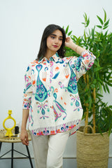 Chemise en Lin à Motifs Ikat