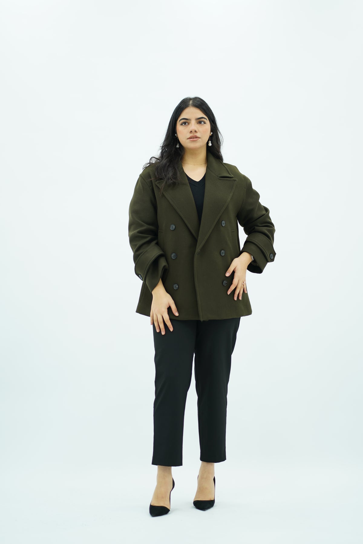 Manteau court oversize Kaki