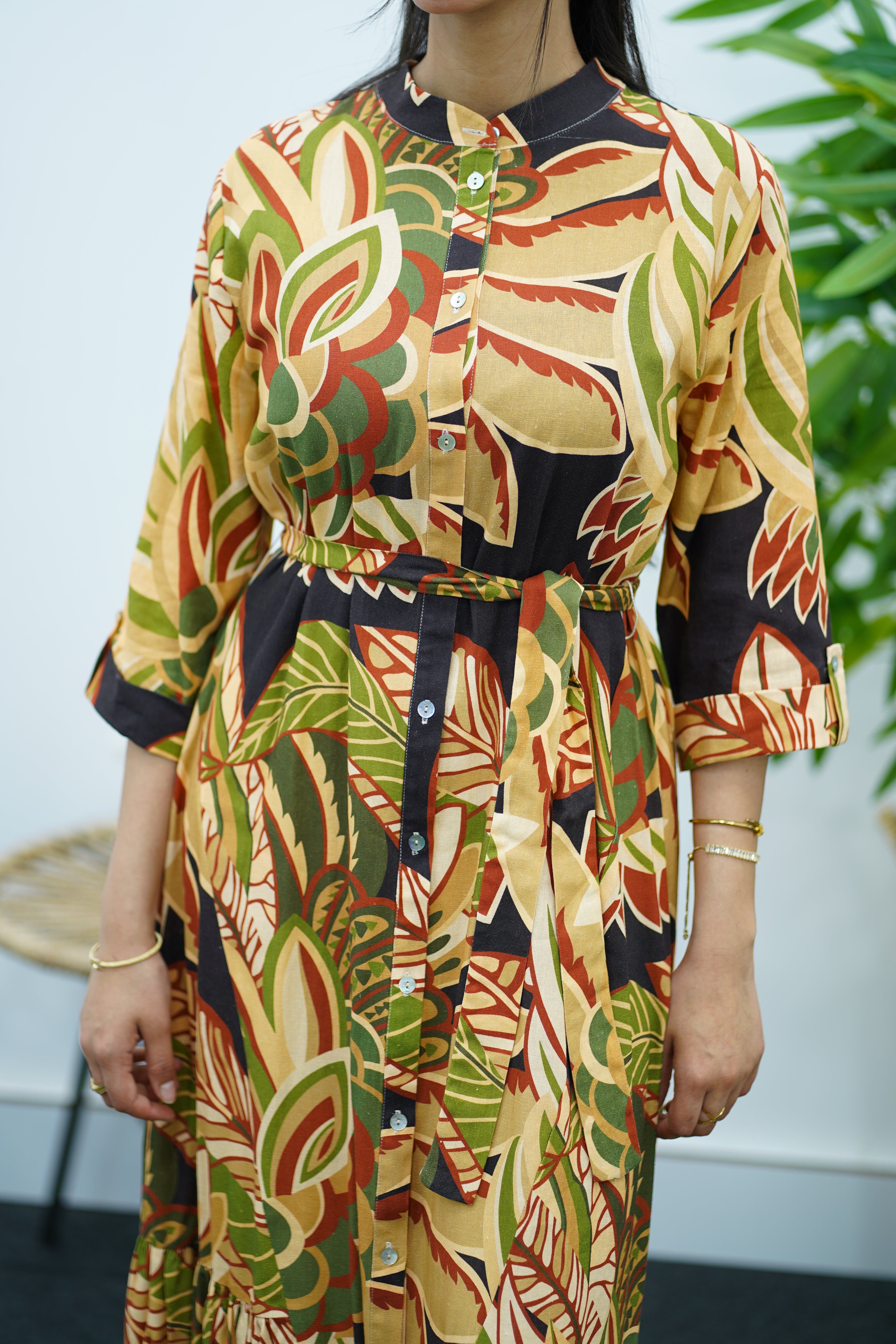 Robe Imprimée avec Ceinture – Élégance Naturelle