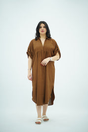 Robe Gandoura Midi en Lin Marron 🤎