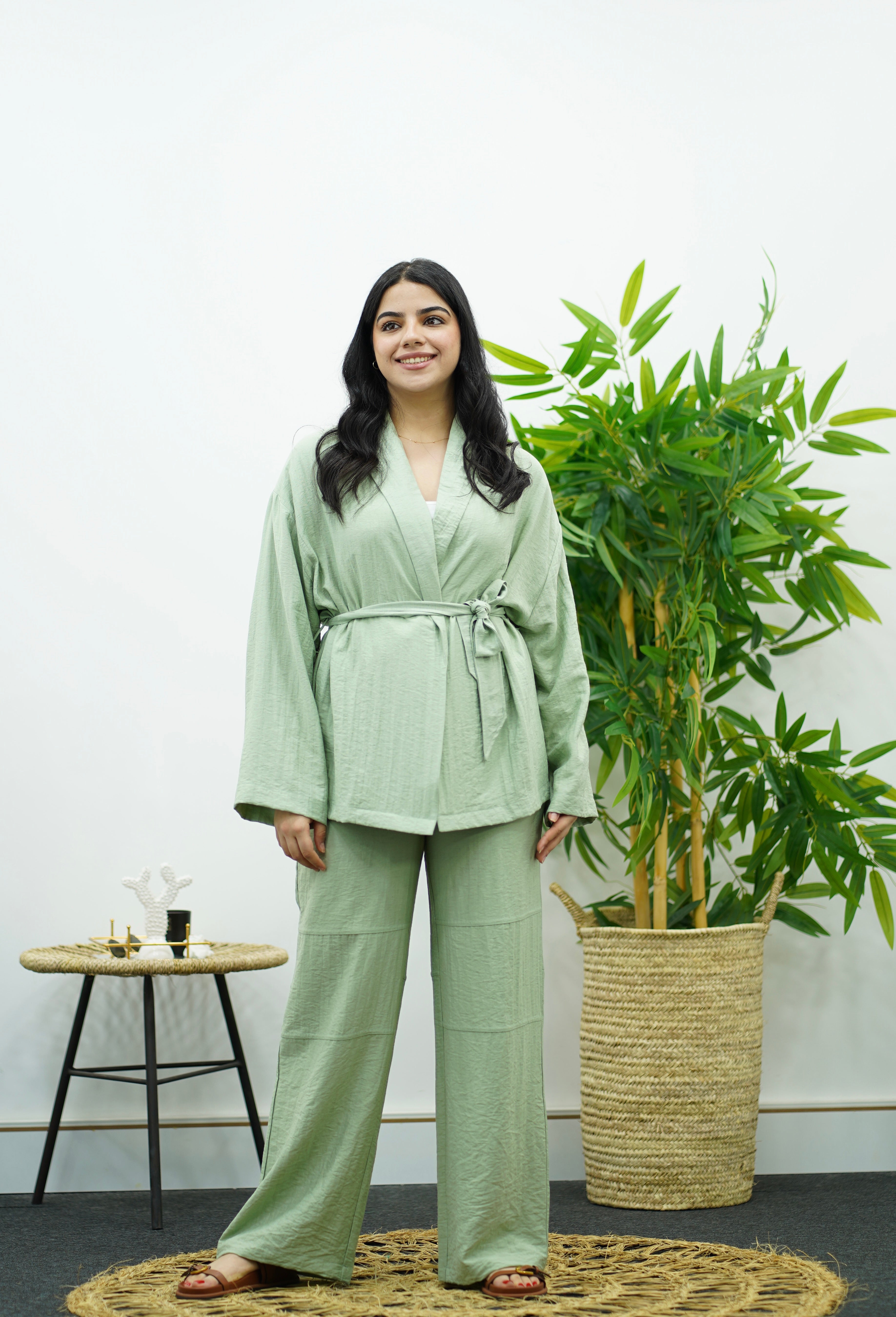 Ensemble Fluide Style Kimono - Vert eau