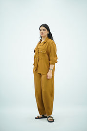 Ensemble Camel fluide effet satiné