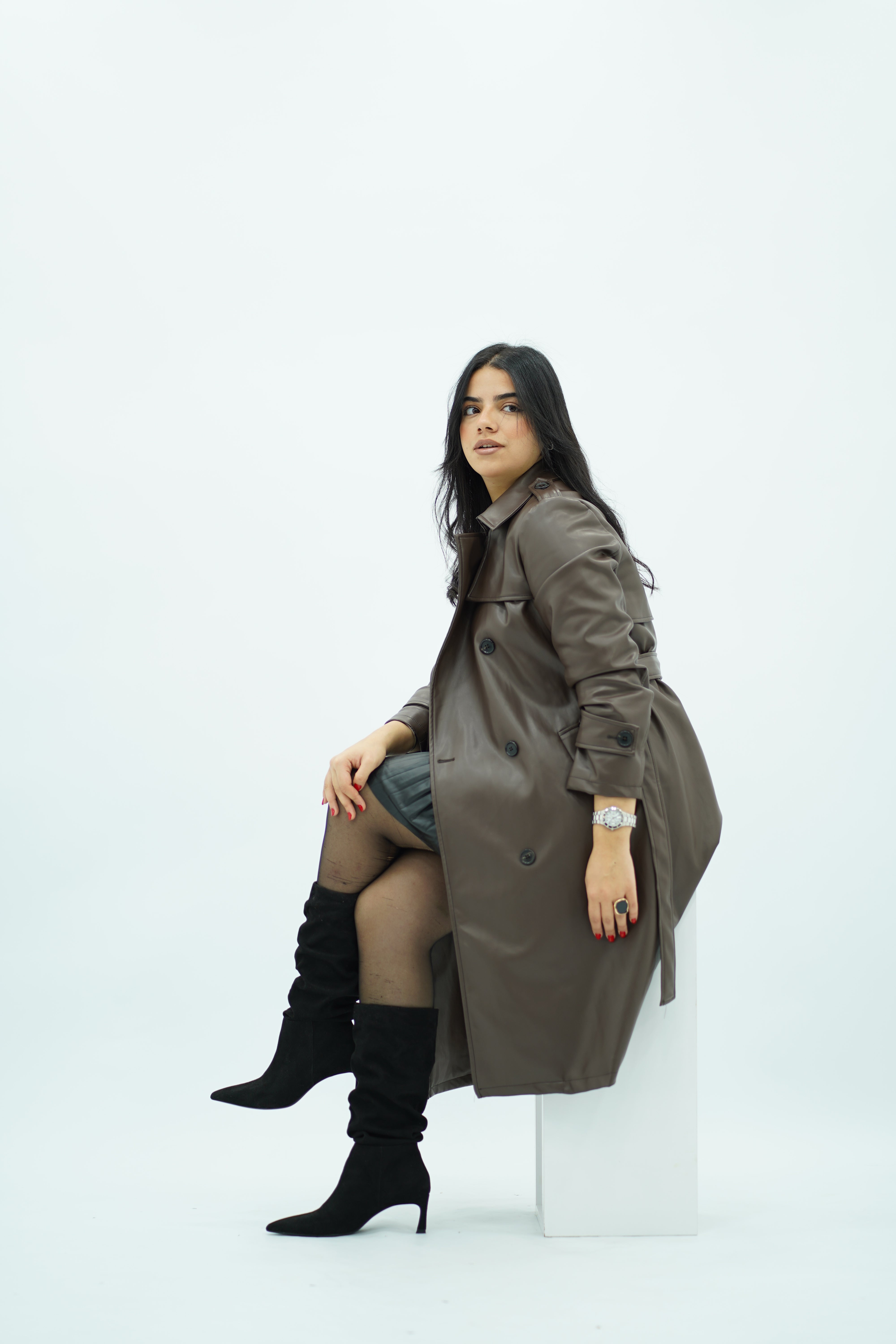 Trench-coat Élégant en Similicuir