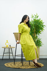 Robe En lin - Vert Citron