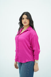 Chemise En satin Rose Fushsia