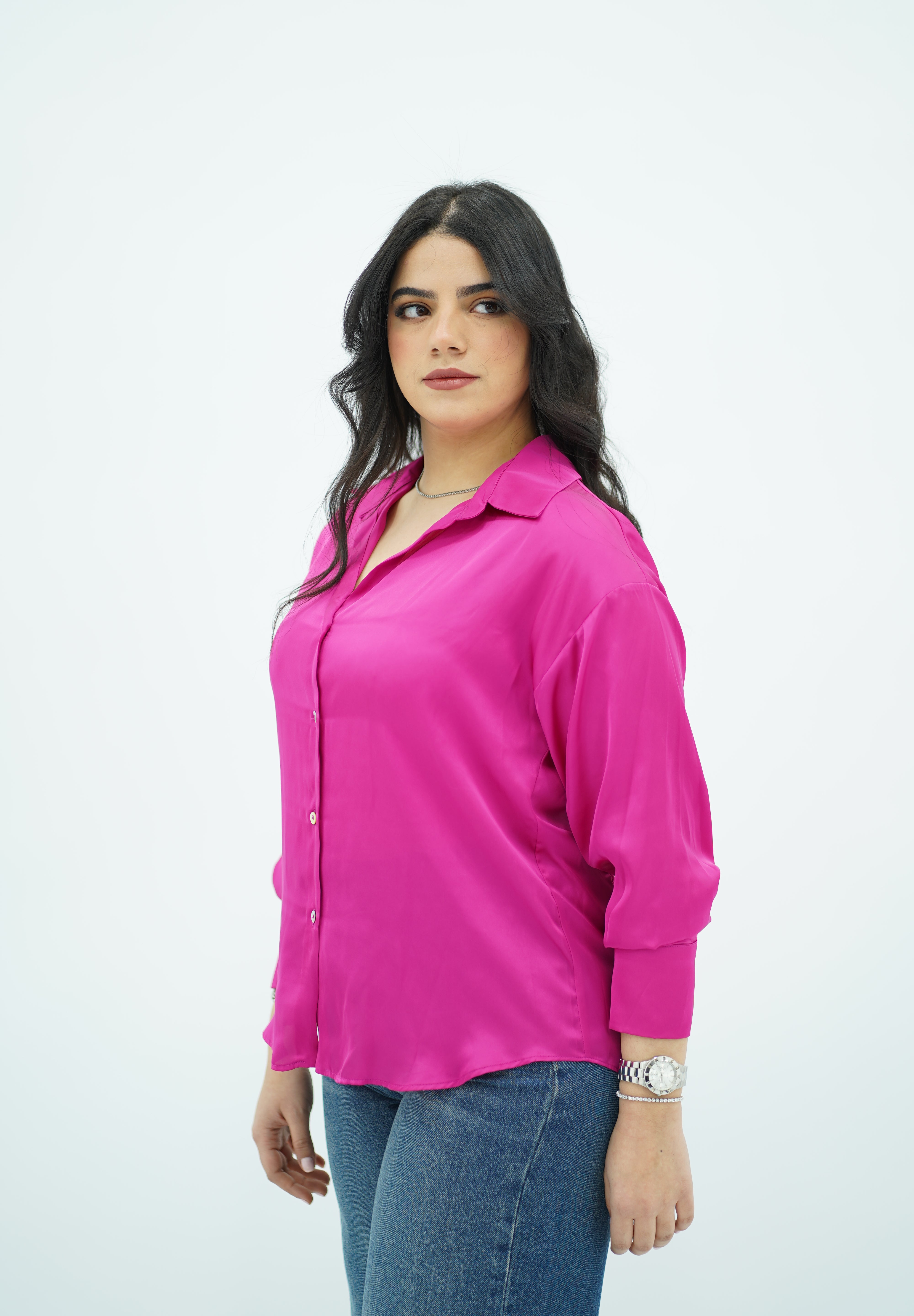 Chemise En satin Rose Fushsia