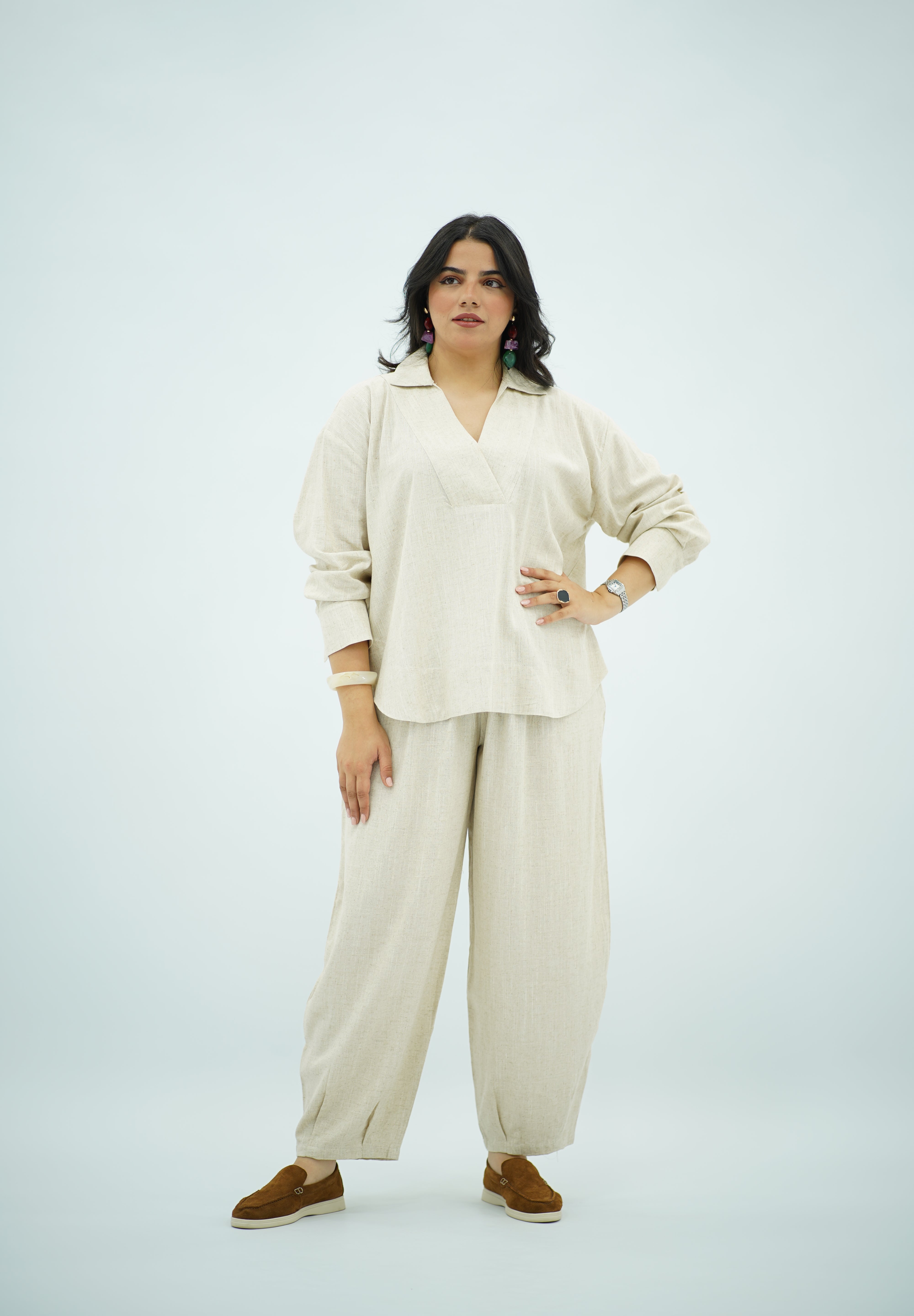 Ensemble en Lin beige naturel