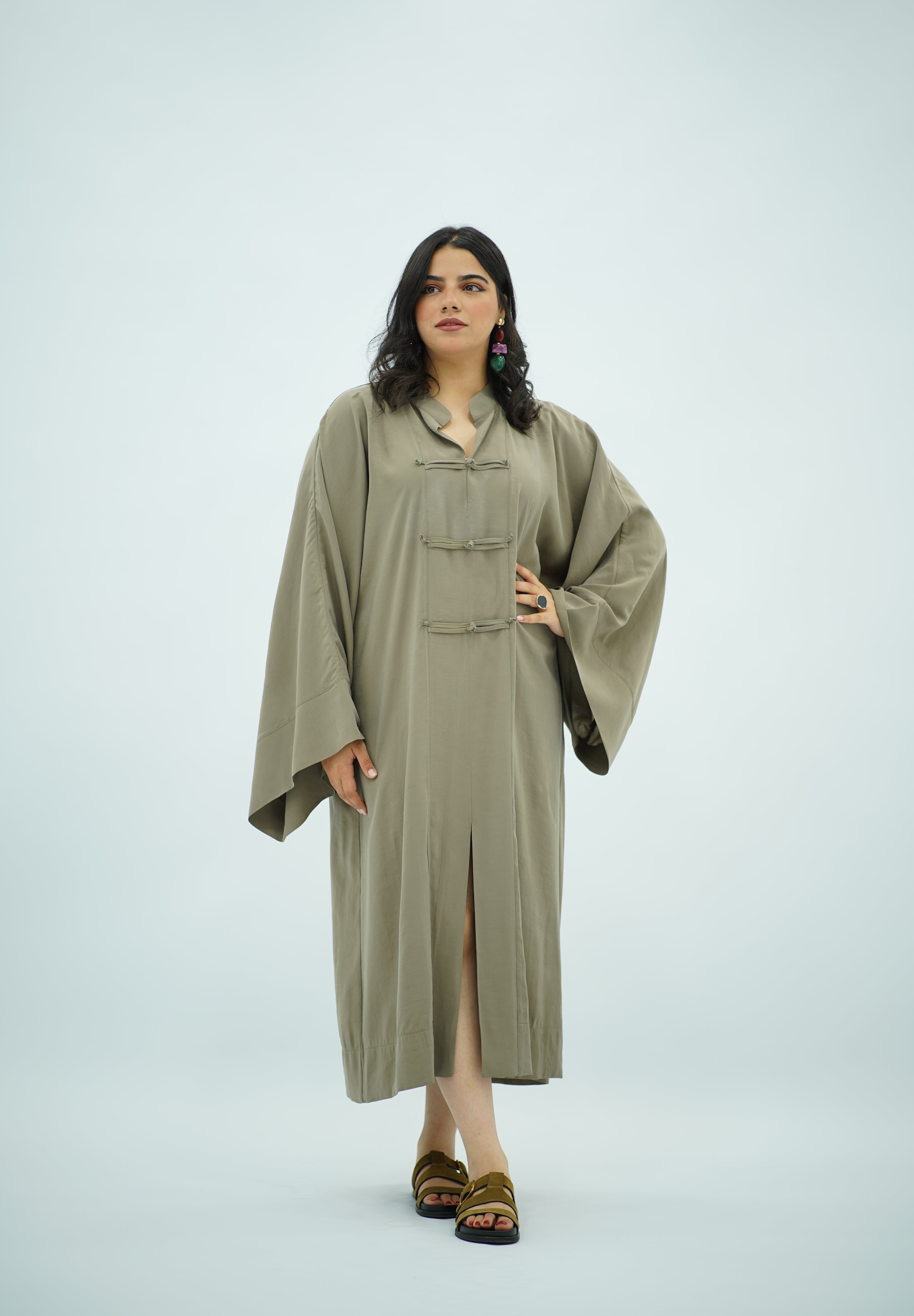 Gandoura en Tencel Vert Kaki