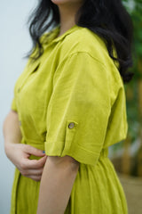 Robe En lin - Vert Citron