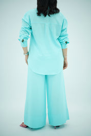 Ensemble En lin Bleu turquoise