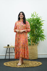 Robe longue à imprimé ethnique multicolore