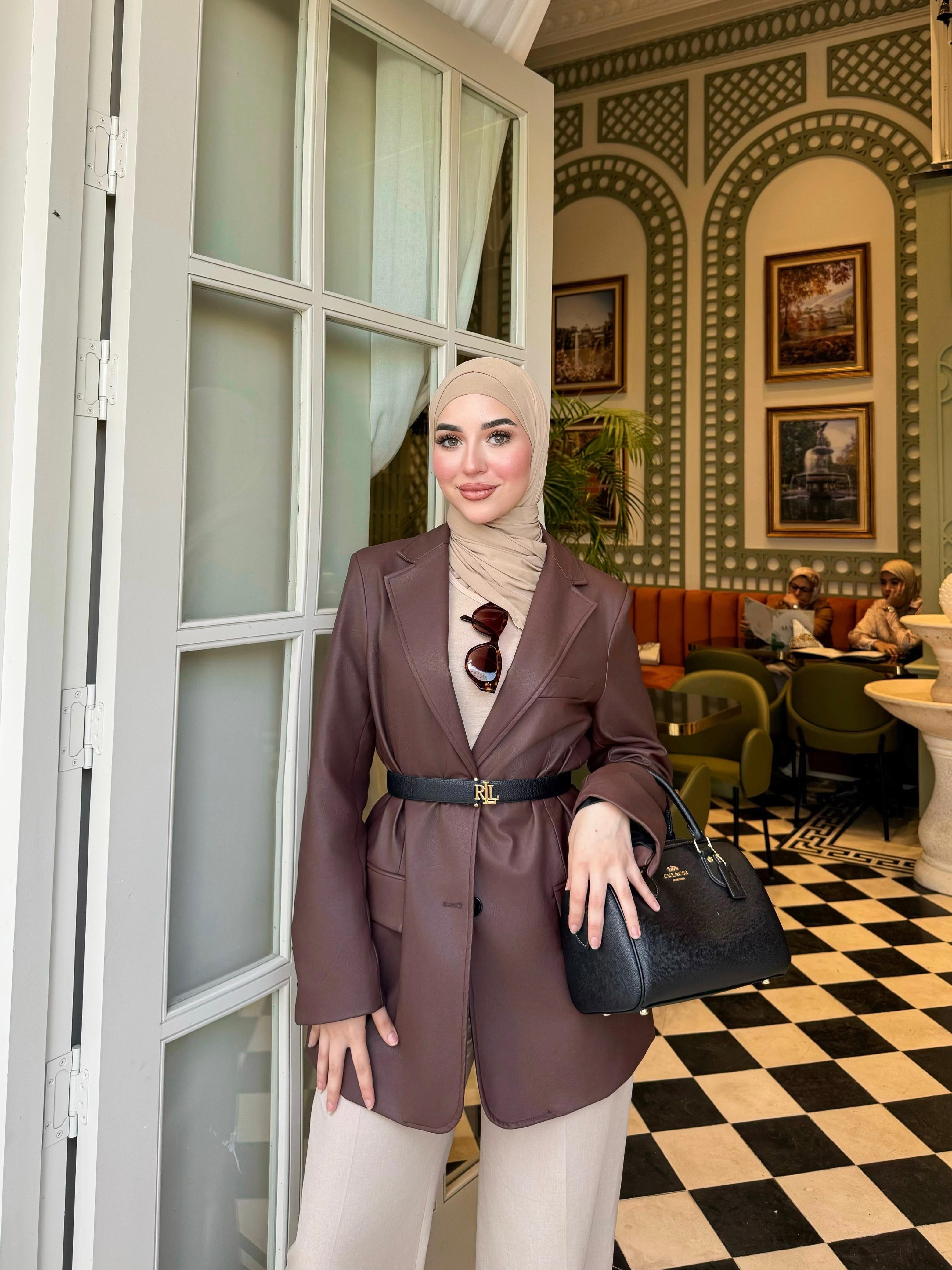 Veste en similicuir marron