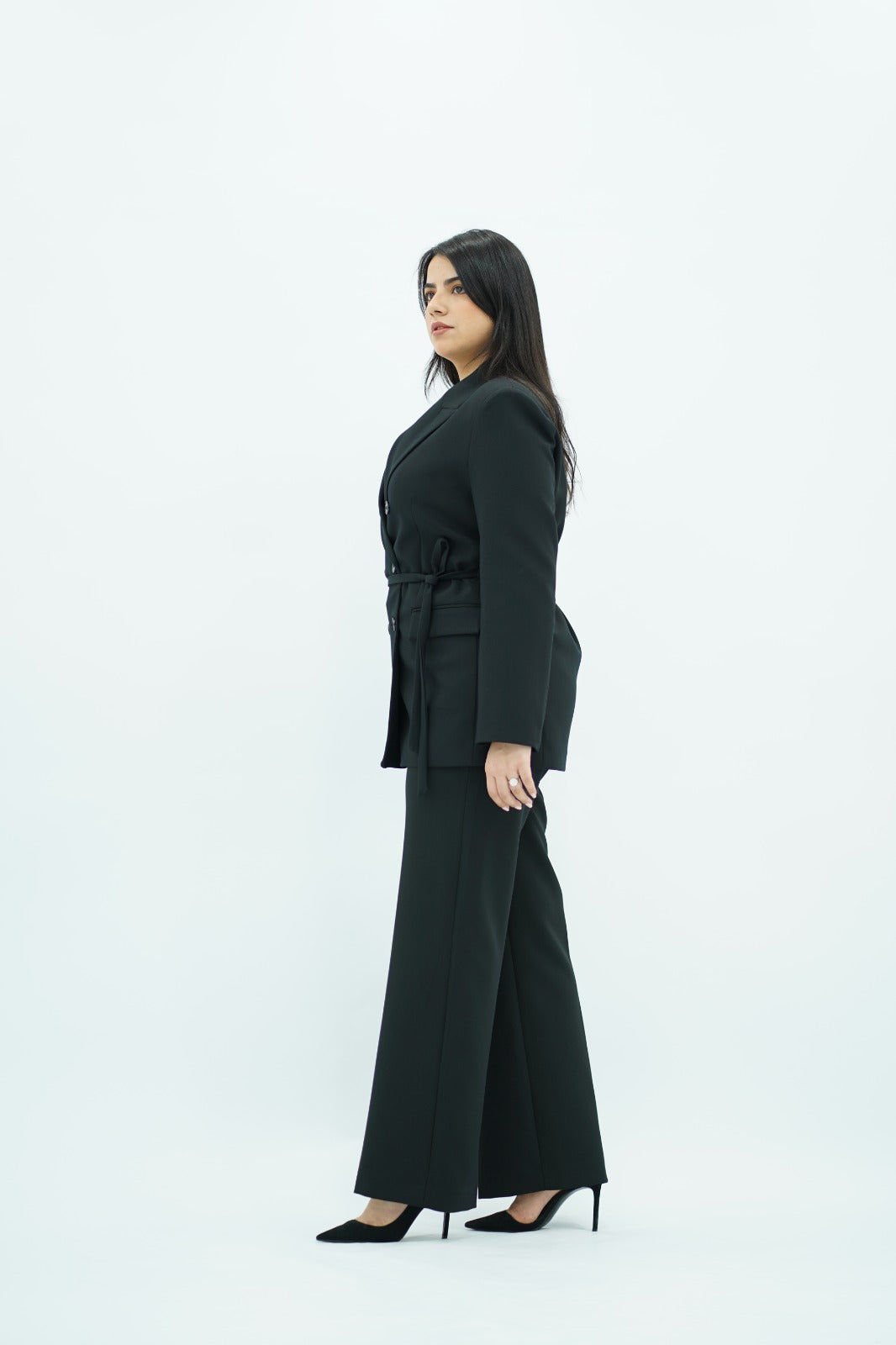 Tailleur Noir Ceinturé