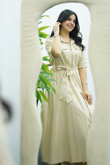 Robe En Popeline - Beige