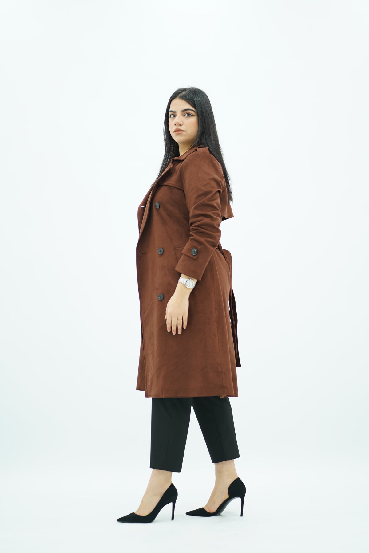 Trench Mi-Long en faux daim