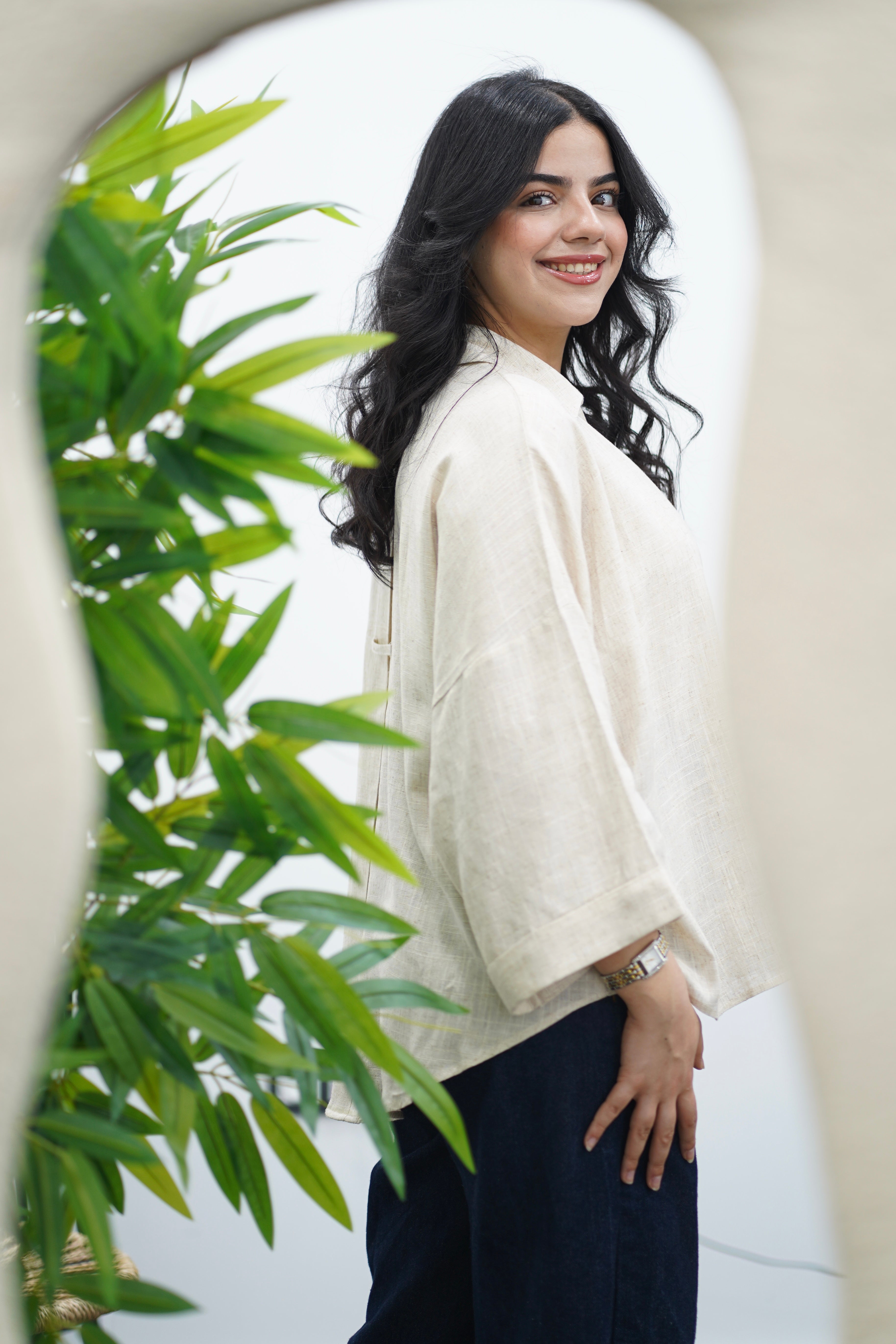 Chemise oversize en Lin Beige