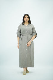 Robe Gris Longue En lin
