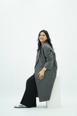 Manteau Gris oversize pied de poule