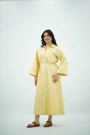 Robe Longue en popeline Jaune