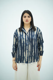 Chemise imprimée - Bleu nuit & beige