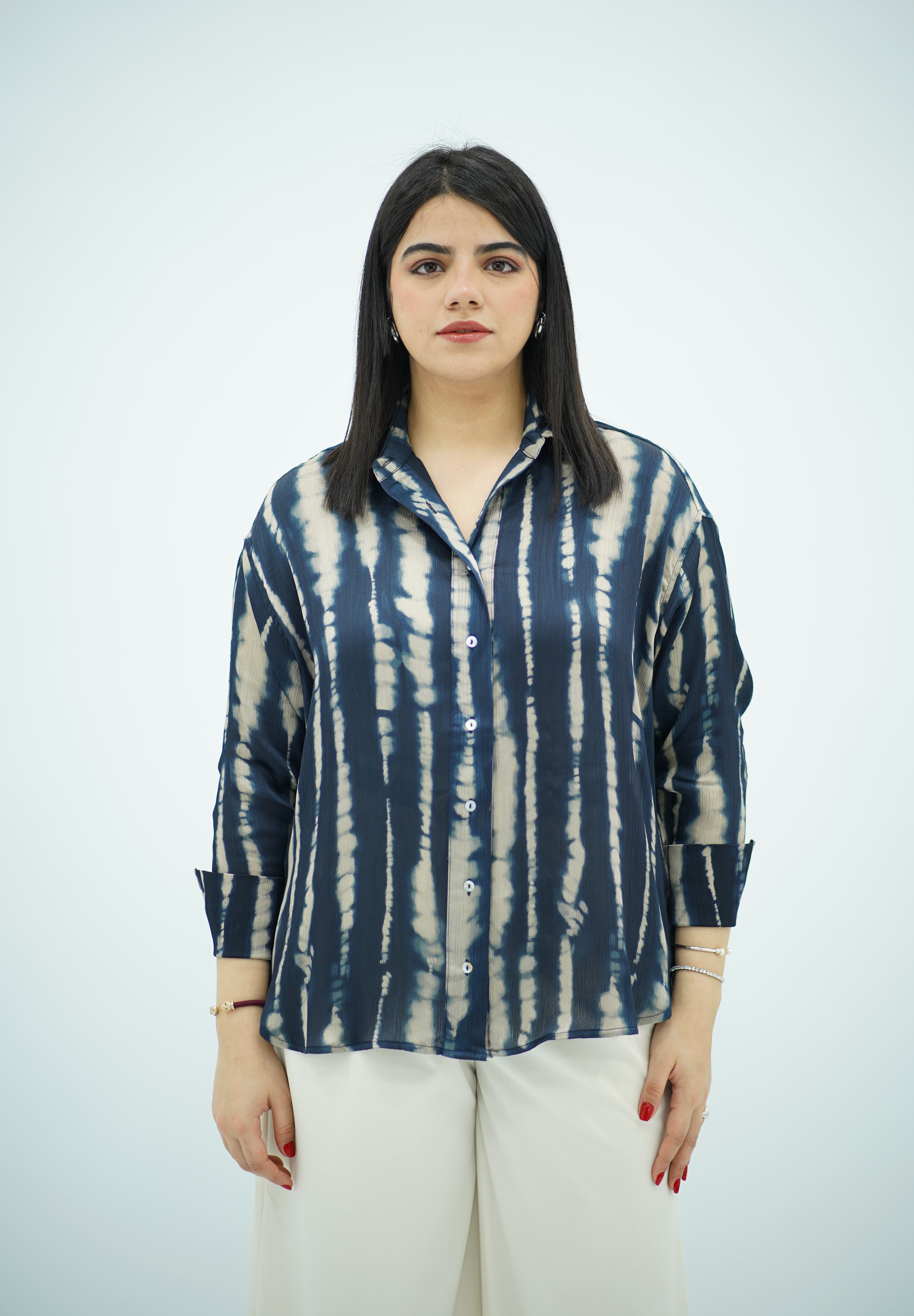 Chemise imprimée - Bleu nuit & beige